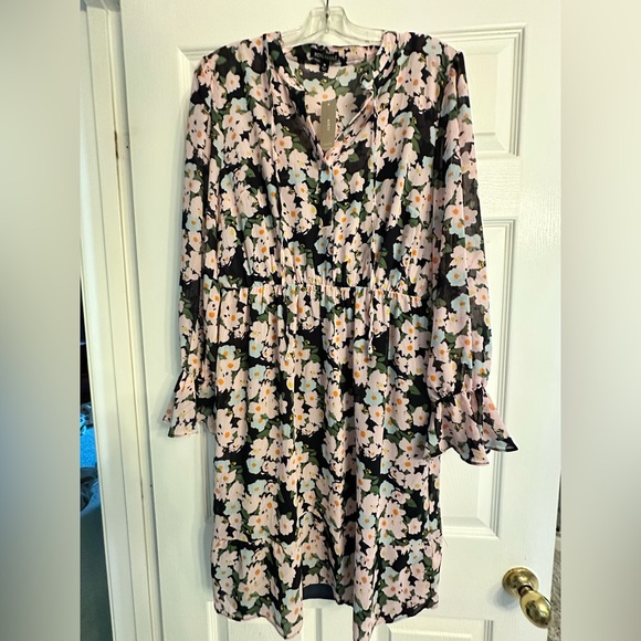 J. Crew Factory NAVY and Pink Floral Long Sleeve Dress - Picture 1 of 6